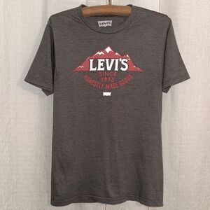 LEVI’S S Gray Red White Graphic Short Sleeve Cotton Blend Tee
